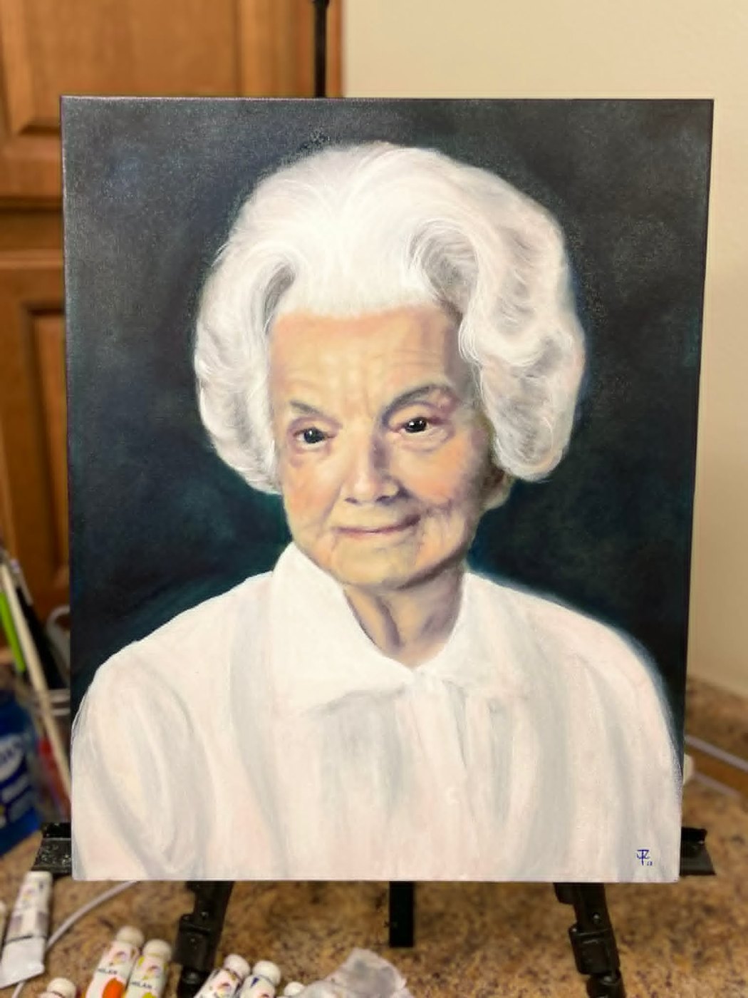 Jeanna Zitting's studio, a portrait on the easel